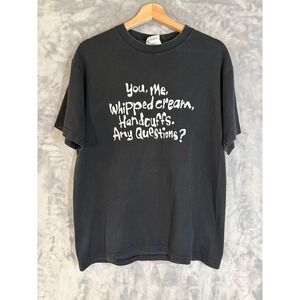Vintage Y2k Novelty Kinky Dirty Explicit Graphic Black T-shirt Tee L Edgy Fetish